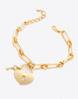 Heart Lock Charm Chain Bracelet - Online Only