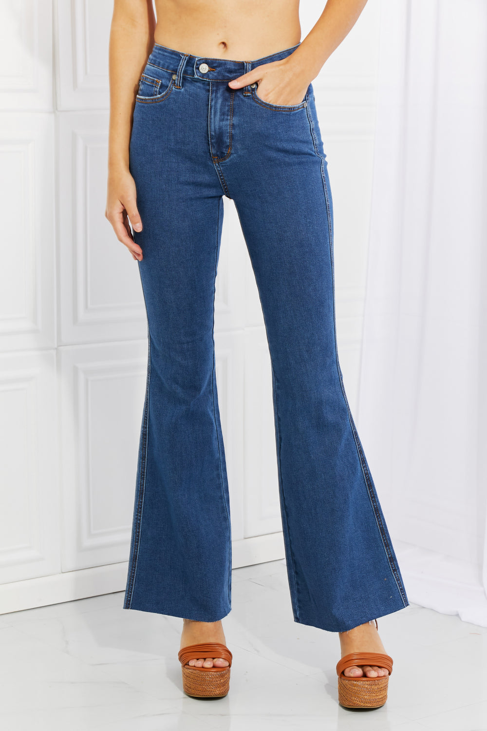Judy Blue Ava Cool Denim Tummy Control Flare - Online Only