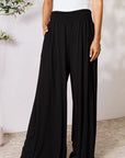 Double Take Full Size Smocked Wide Waistband Wide Leg Pants