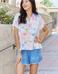 White Birch One And Only Full Size Short Sleve Floral Print Top - Online Only
