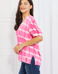 Yelete Oversized Fit V-Neck Striped Top - Online Only