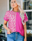 Leopard Two-Tone Round Neck Tee  - Online Only