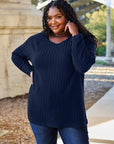 Basic Bae Full Size Ribbed Round Neck Long Sleeve Knit Top