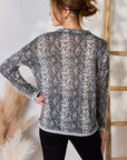 Hailey & Co Full Size Snakeskin V-Neck Long Sleeve Top