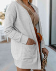 Plus Size Ribbed Open Front Long Sleeve Cardigan with Pockets