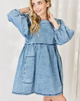 HEYSON Full Size Oversized Denim Babydoll Dress