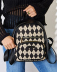 David Jones Argyle Pattern PU Leather Backpack