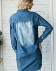 Veveret Pocketed Button Up Washed Denim Shirt