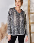 Hailey & Co Full Size Snakeskin V-Neck Long Sleeve Top