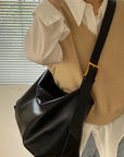 Wide Strap PU Leather Crossbody Bag - Online Only