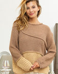 BiBi Texture Detail Contrast Drop Shoulder Sweater