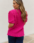 And The Why Bubble textured Puff Sleeve Top
