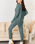 Basic Bae Full Size Notched Long Sleeve Top and Pants Set