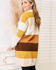 Woven Right Color Block Dropped Shoulder Cardigan