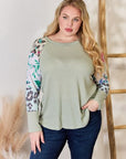 Hailey & Co Full Size Printed Round Neck Blouse