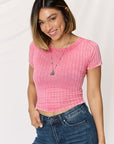 Zenana Washed Ribbed Short Sleeve Cropped T-Shirt