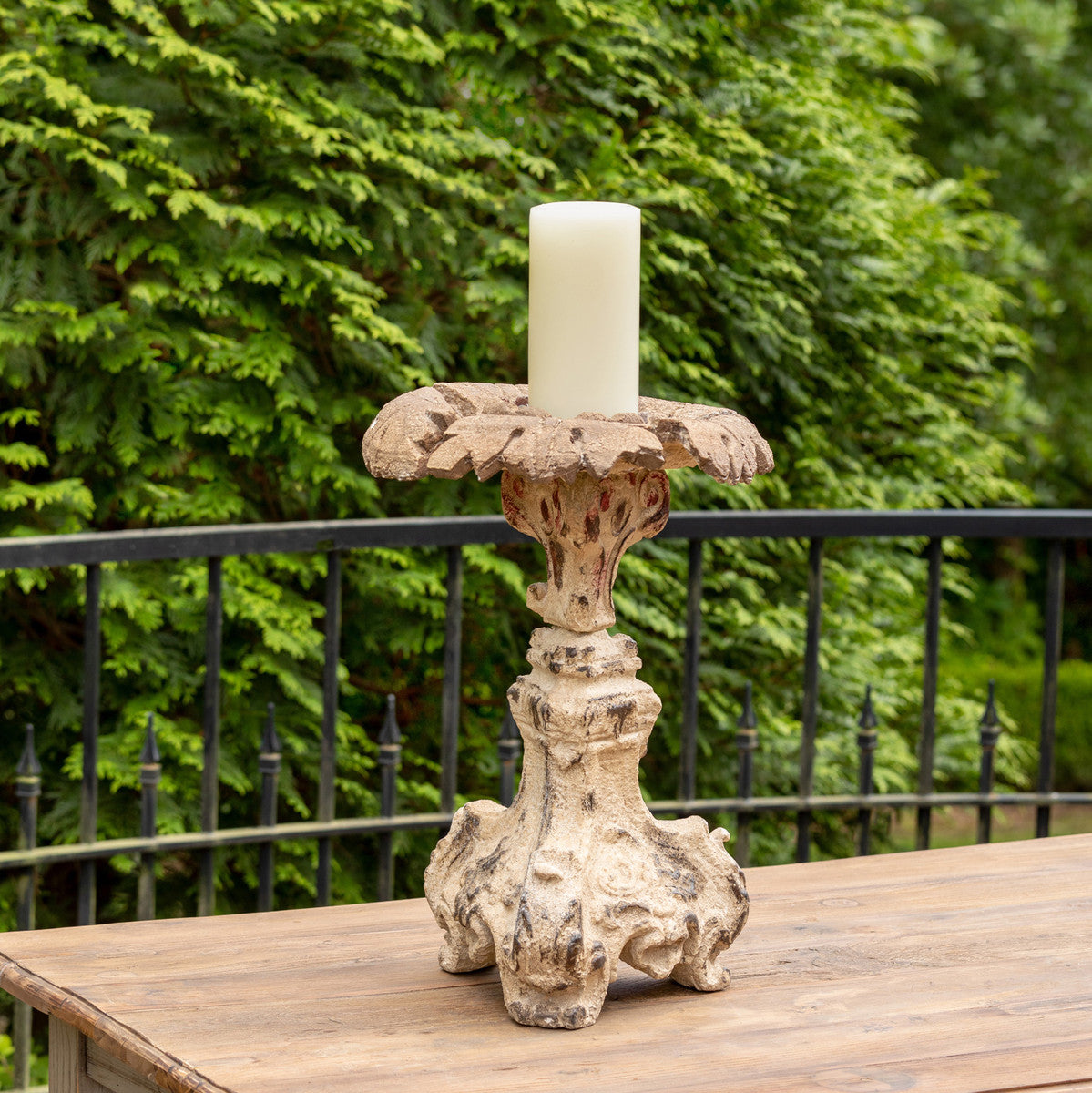 Old World Cast Relic Candle Holder - Online Only
