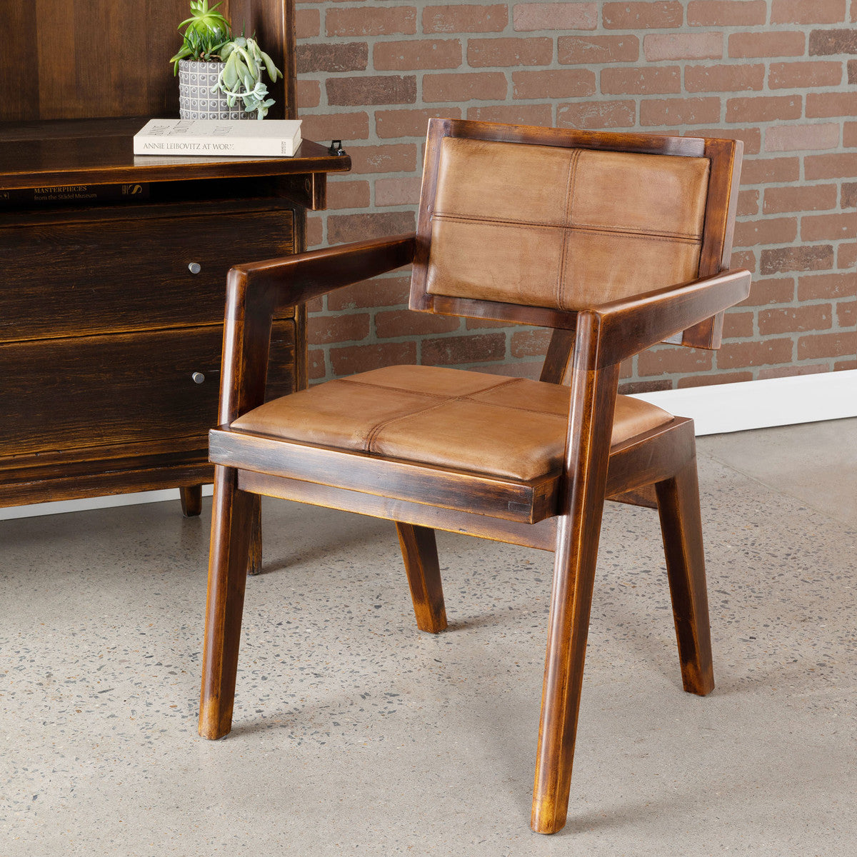 Lane Square Back Leather Armchair - Online Only