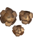Antique Bronze Magnolia Wall Flowers, Set of 3 - Online Only