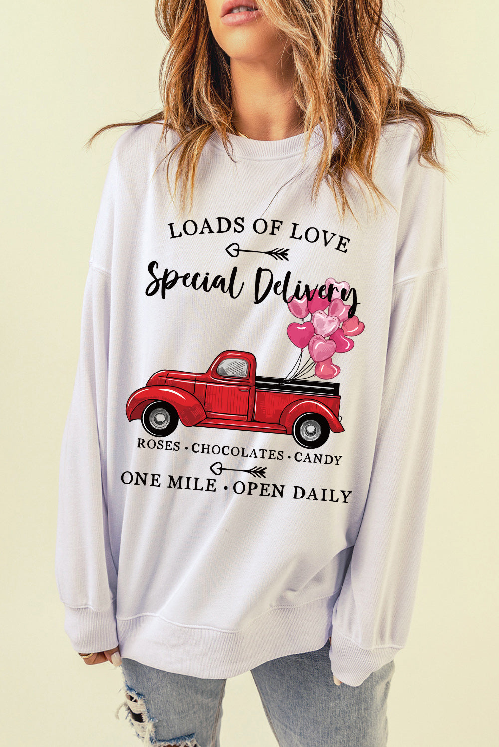 Valentine&#39;s Loads of Love Drop Shoulder Sweatshirt