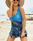 Printed Ruched Swim Dress and Swim Bottoms Set - Online Only