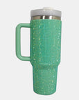 Rhinestone Stainless Steel Tumbler with Straw