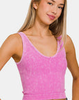 Zenana Washed Ribbed Cropped Tank