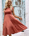 Smocked Round Neck Tiered Dress - Online Only