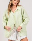 SAGE + FIG Striped Button Up Long Sleeve Shirt