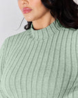 Basic Bae Full Size Ribbed Mock Neck Long Sleeve T-Shirt