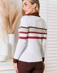 Basic Bae Striped Collared Neck Rib-Knit Top