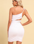 Ruched Cutout One-Shoulder Bodycon Dress - Online Only