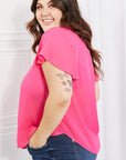 Sew In Love Just For You Short Ruffled sleeve length Top in Hot Pink - Online Only