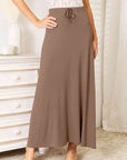 Double Take Full Size Soft Rayon Drawstring Waist Maxi Skirt Rayon