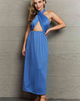 Ninexis Know Your Worth Criss Cross Halter Neck Maxi Dress