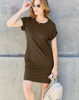 Basic Bae Full Size Round Neck Short Sleeve Dress with Pockets