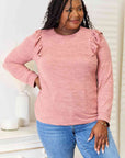 Double Take Ruffle Shoulder Long Sleeve T-Shirt