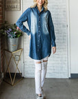 Veveret Pocketed Button Up Washed Denim Shirt