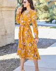 Double Take Full Size Floral Tie Back Flounce Sleeve Dress