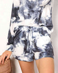 Double Take Tie-Dye Round Neck Top and Shorts Lounge Set