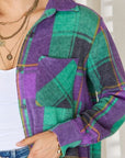 Zenana Plaid Button Up Long Sleeve Shacket
