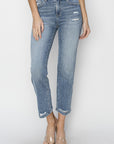 RISEN Full Size High Waist Distressed Cropped Jeans