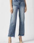 RISEN High Waist Raw Hem Straight Jeans