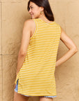 Doublju Talk To Me Full Size Striped Sleeveless V-Neck Top - Online Only