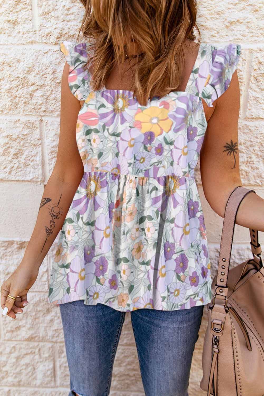 Floral Square Neck Babydoll Top - Online Only