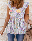 Floral Square Neck Babydoll Top - Online Only