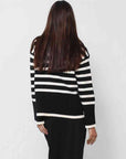 Striped Turtleneck Flare Sleeve Sweater