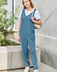 Double Take Full Size Sleeveless Straight Jumpsuit