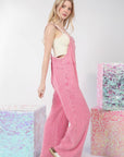 VERY J Texture Washed Wide Leg Overalls