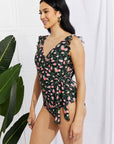 Marina West Swim Full Size Float On Ruffle Faux Wrap One-Piece in Floral - Online Only